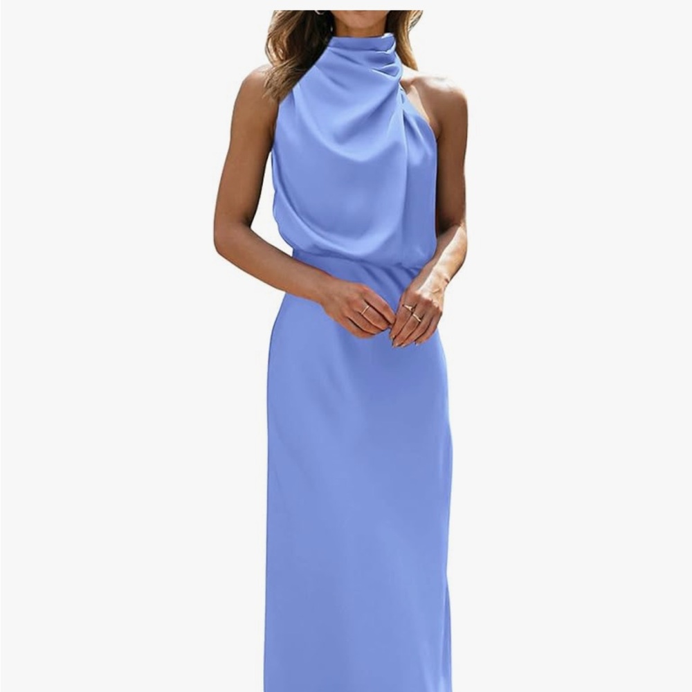 Elegant Blue Sleeveless Dress